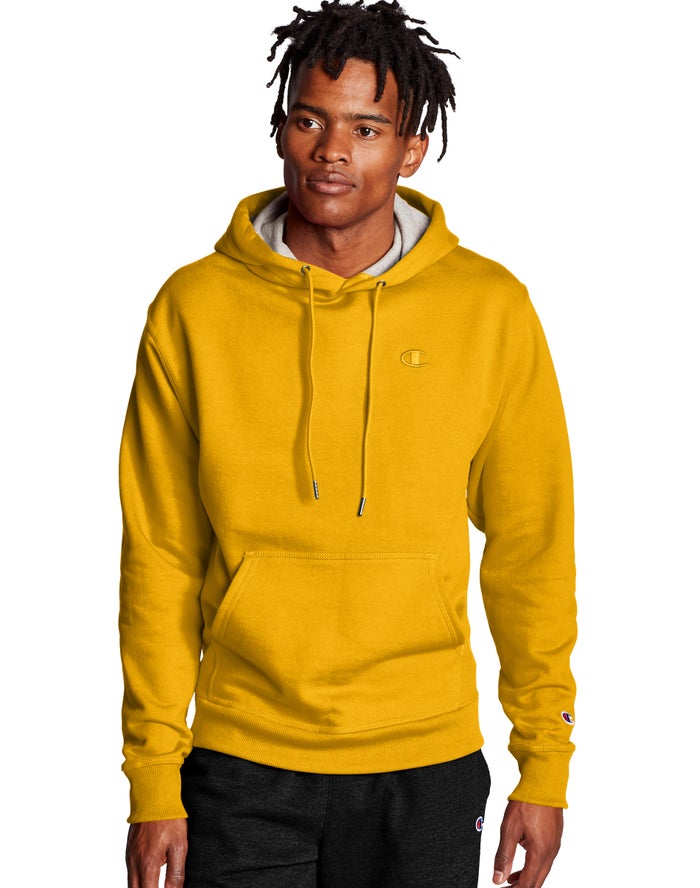 Sudadera Con Capucha Champion Hombre - Powerblend Fleece C Logo ( Amarillo ) 4719856-HA